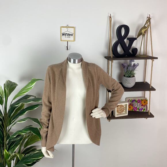 Two Bees Cashmere Tan Star Back Open Cardigan - Picture 2 of 7